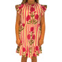 The Tinley Girl's Striped Hand Block Printed Dress in Pink