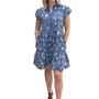 The Preston Embroidered Short Sleeve Dress in Blue white