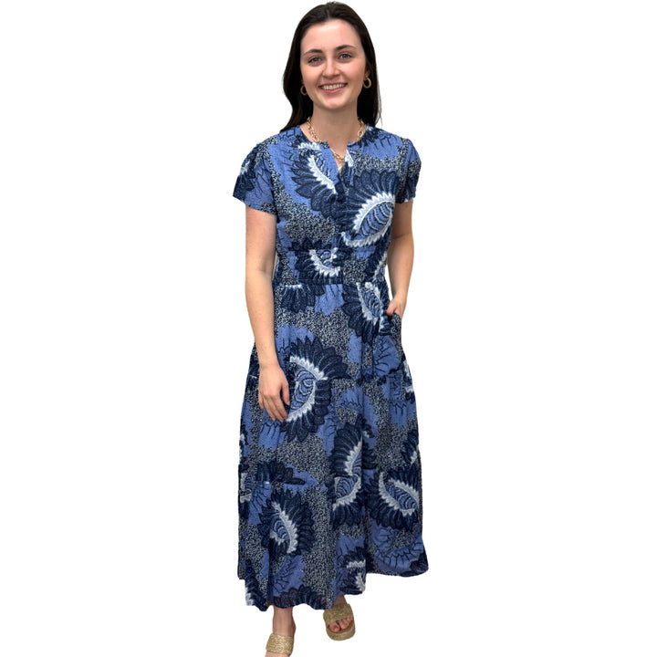 The Sydney Navy Abstract Floral Print Dress — view 3