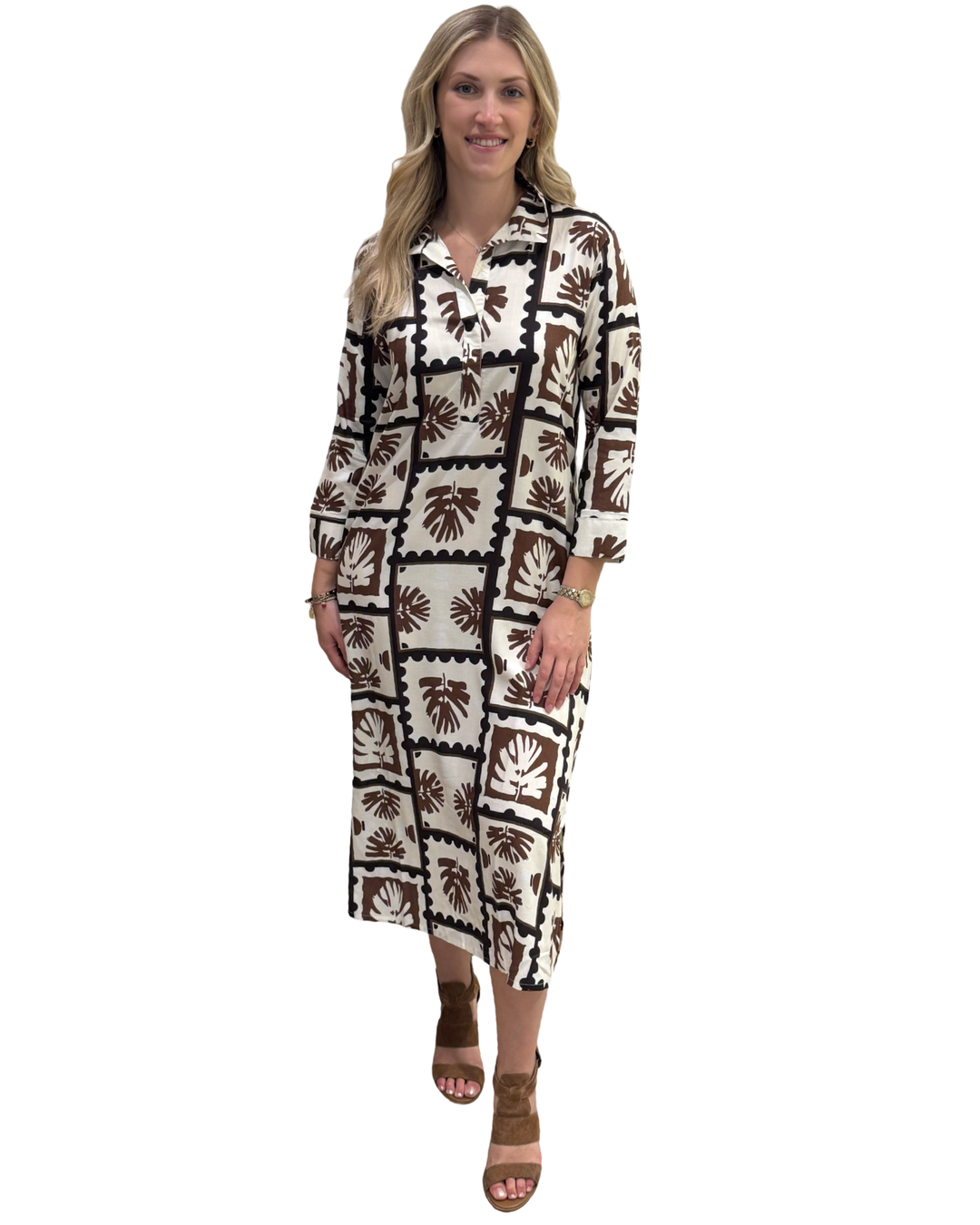The Lisette Black and Brown Abstact Print Dress