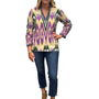 The Winslow Embroidered Trim Tunic in Green Purple Ikat