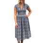 The MacColl Navy Embroidered Cinch Waist Dress