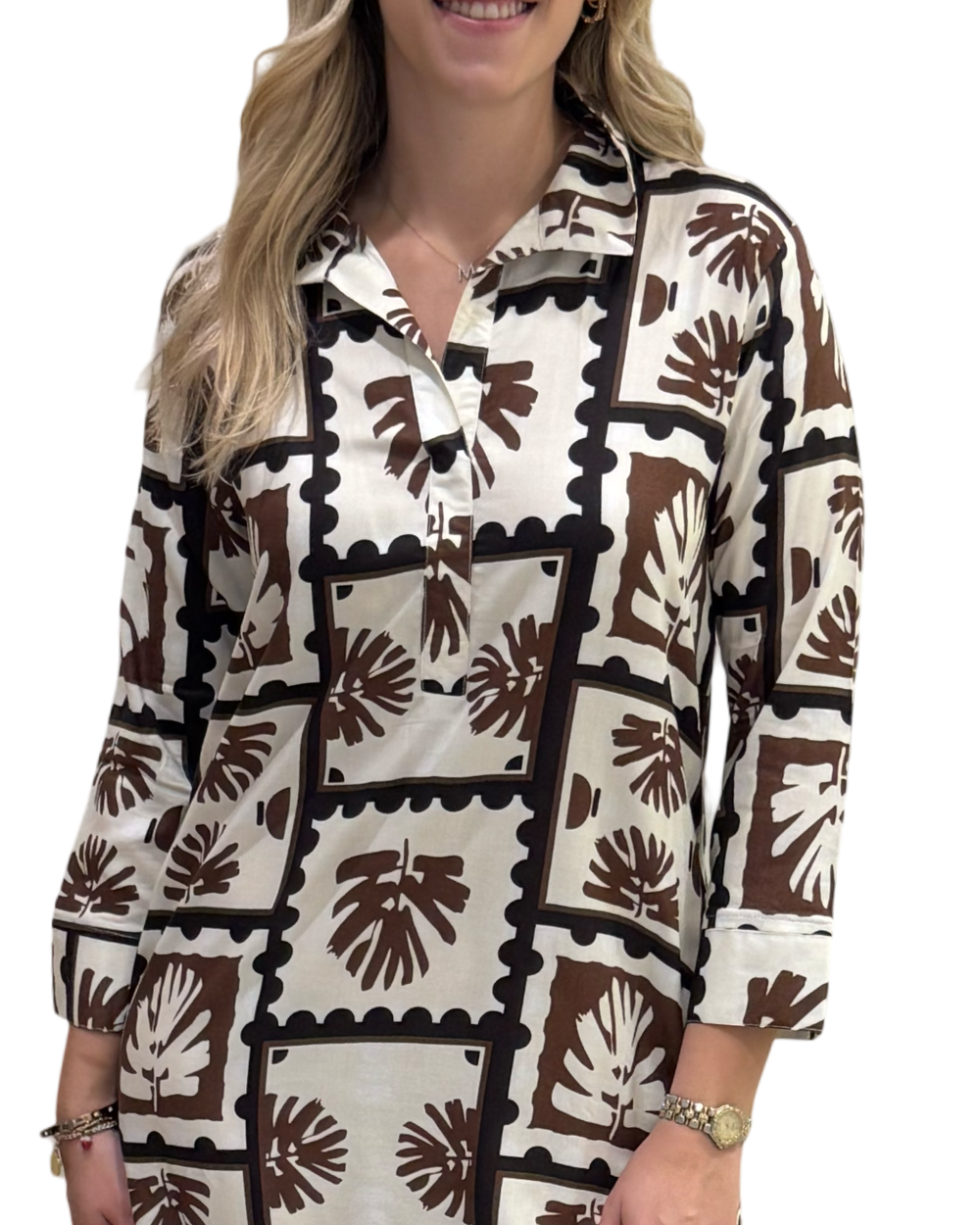 The Lisette Black and Brown Abstact Print Dress — view 2