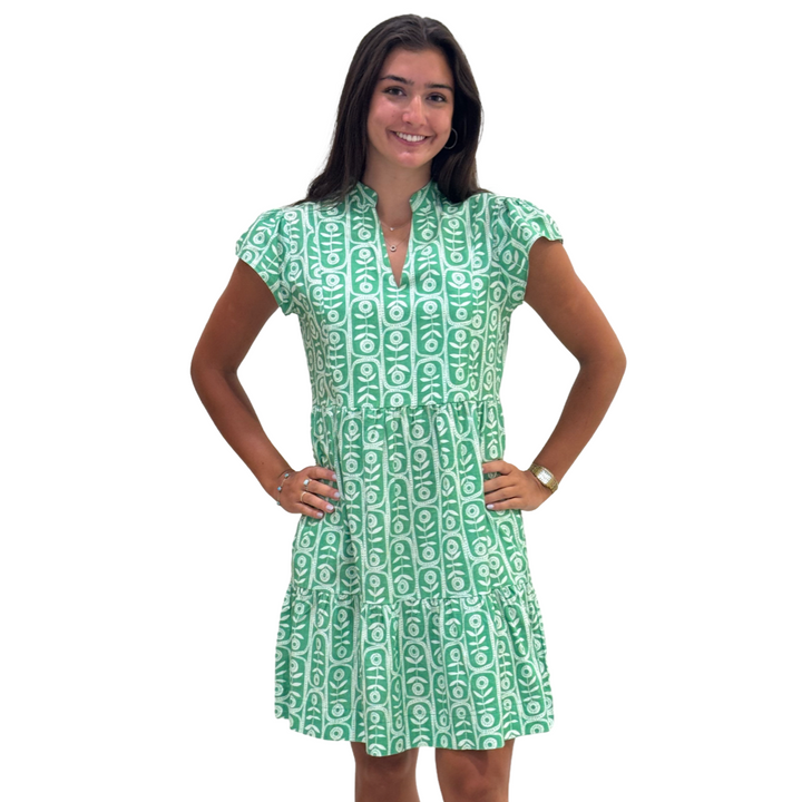 The Preston Short Sleeve Side Pocket Dress in Celery Floral — view 5