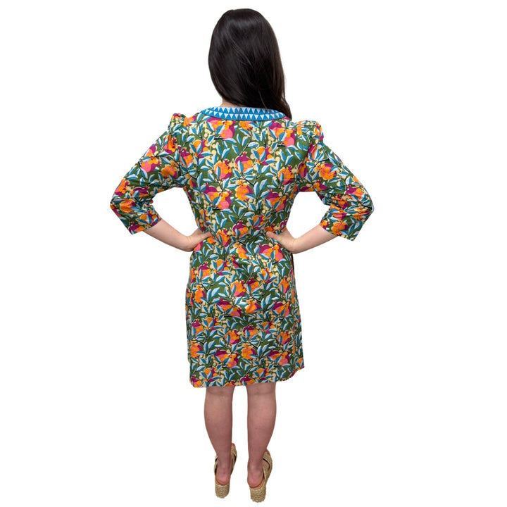 The Merrill Floral Print Embroidered Trim Tunic Dress — view 7