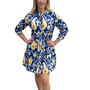The Hamilton Tie Front Dress in Blue Cotton Ikat