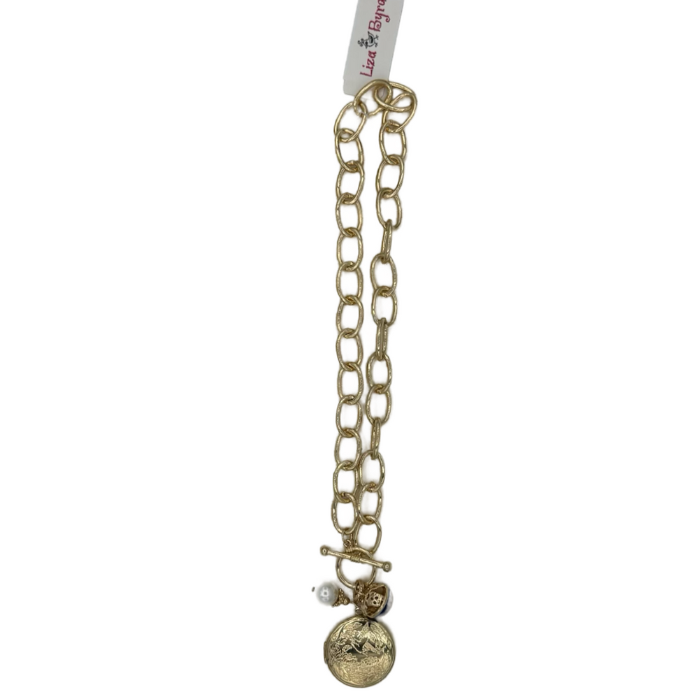 Toggle Charm Gold Link Necklace — view 2