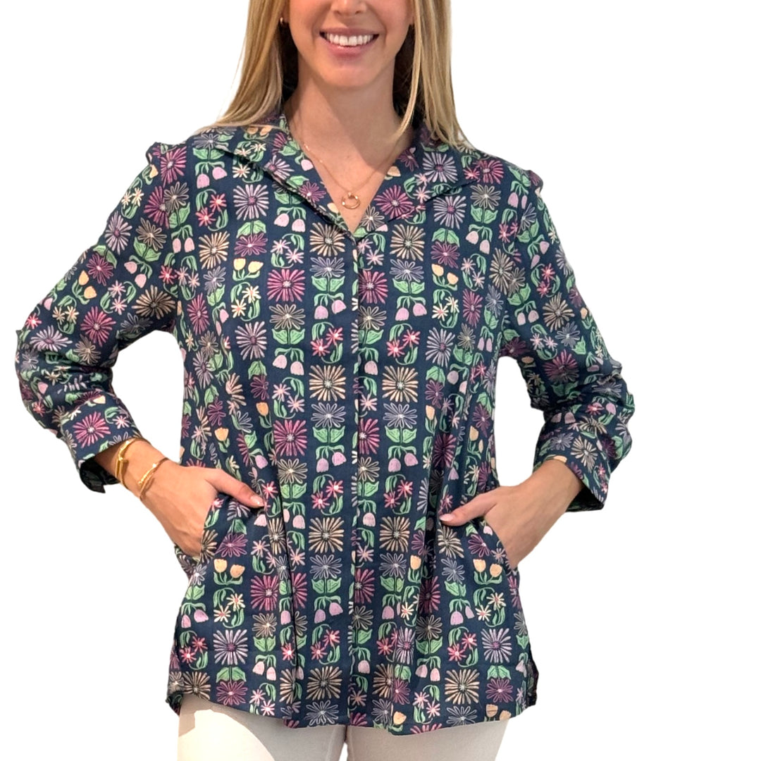 The Mimi Side Pocket Top in Multi Colored Floral — view 5