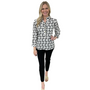 The Carrie Ruffle Trimmed Top in Black and White