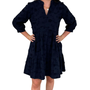 The Preston Navy Embroidered Cotton Dress