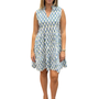 The Bennett Sleeveless Cotton Dress in Blue Hand Block Printed Blue Tulip Floral