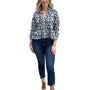 The Bella Cotton  3/4 Sleeve Top in Navy and White