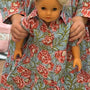 The Nicolette Cotton Floral Doll Dress in Blue and Pink