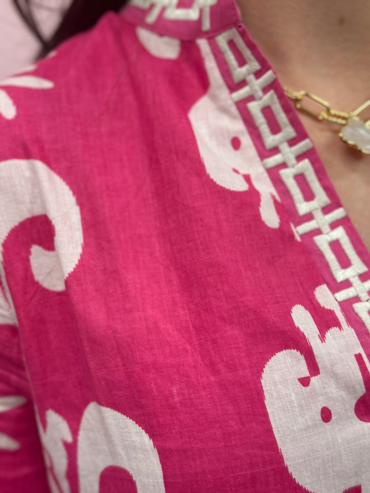 The Morley Embroidered Trim Dress in Tulip Pink — view 6
