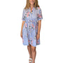 The Hamilton Button Front Tie Waist Dress in Periwinkle Striped Floral
