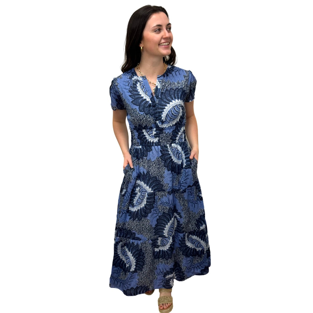 The Sydney Navy Abstract Floral Print Dress