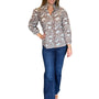 The Laurel Hand Block Printed Top in Chocolate Brown Floral