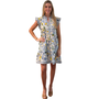 The Campbell Cotton Flutter Sleeve Dress in Blue Lemon Patch Print
