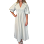 The Joanie Smocked Dress in Green and White Stripe