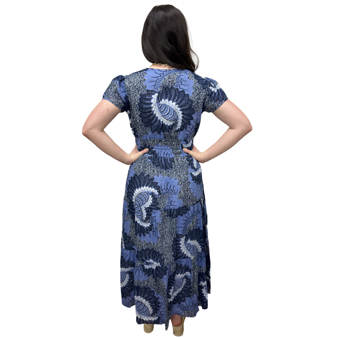 The Sydney Navy Abstract Floral Print Dress — view 7