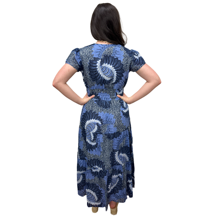 The Sydney Navy Abstract Floral Print Dress — view 7