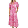 The Campbell Short Sleeve Dress in Pink Trellis Cotton