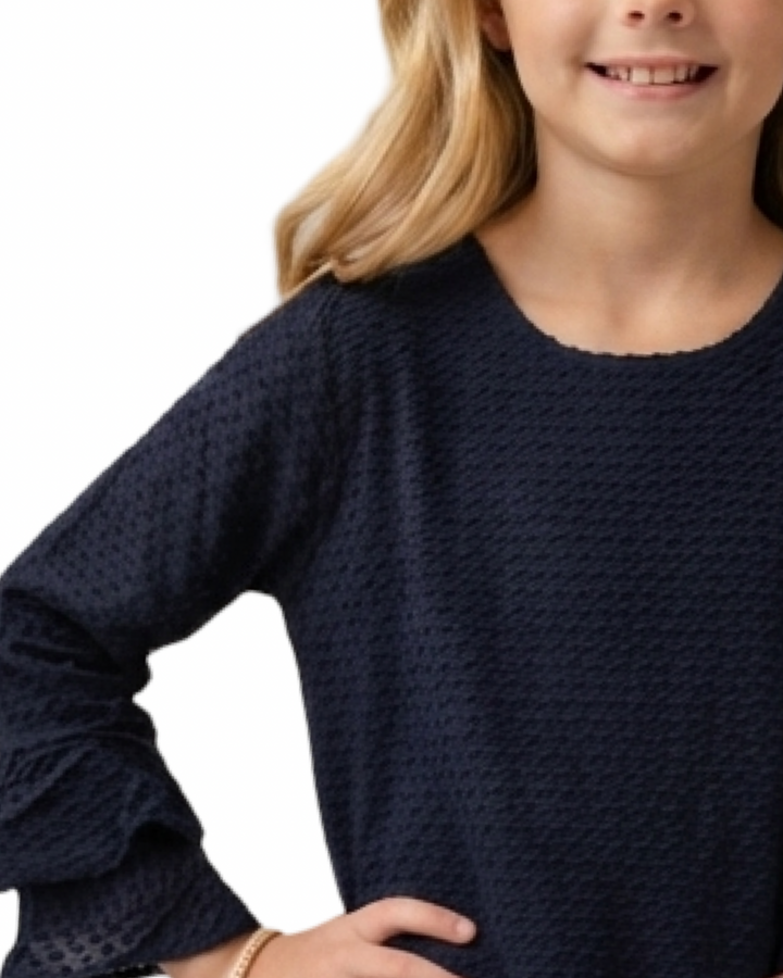 The Bayly Tiered Sleeve Dress in Navy