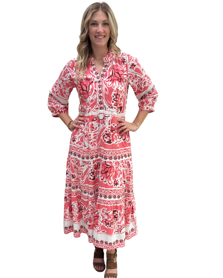 The Campbell Ruffle Trim Dress in Pink Multi Floral — view 3
