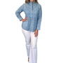 The Veronica Smocked Front Top in Light Blue Hand Block Printed Floral