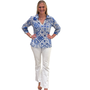 The Carly White Blue Mosaic Print Top