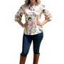 The Tricia Hand Block Printed Top in Ivory Floral