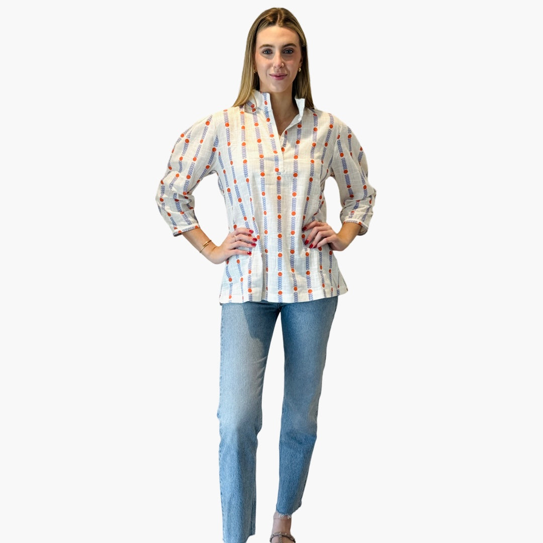 The Shipley White Cotton Jacquard Top — view 3
