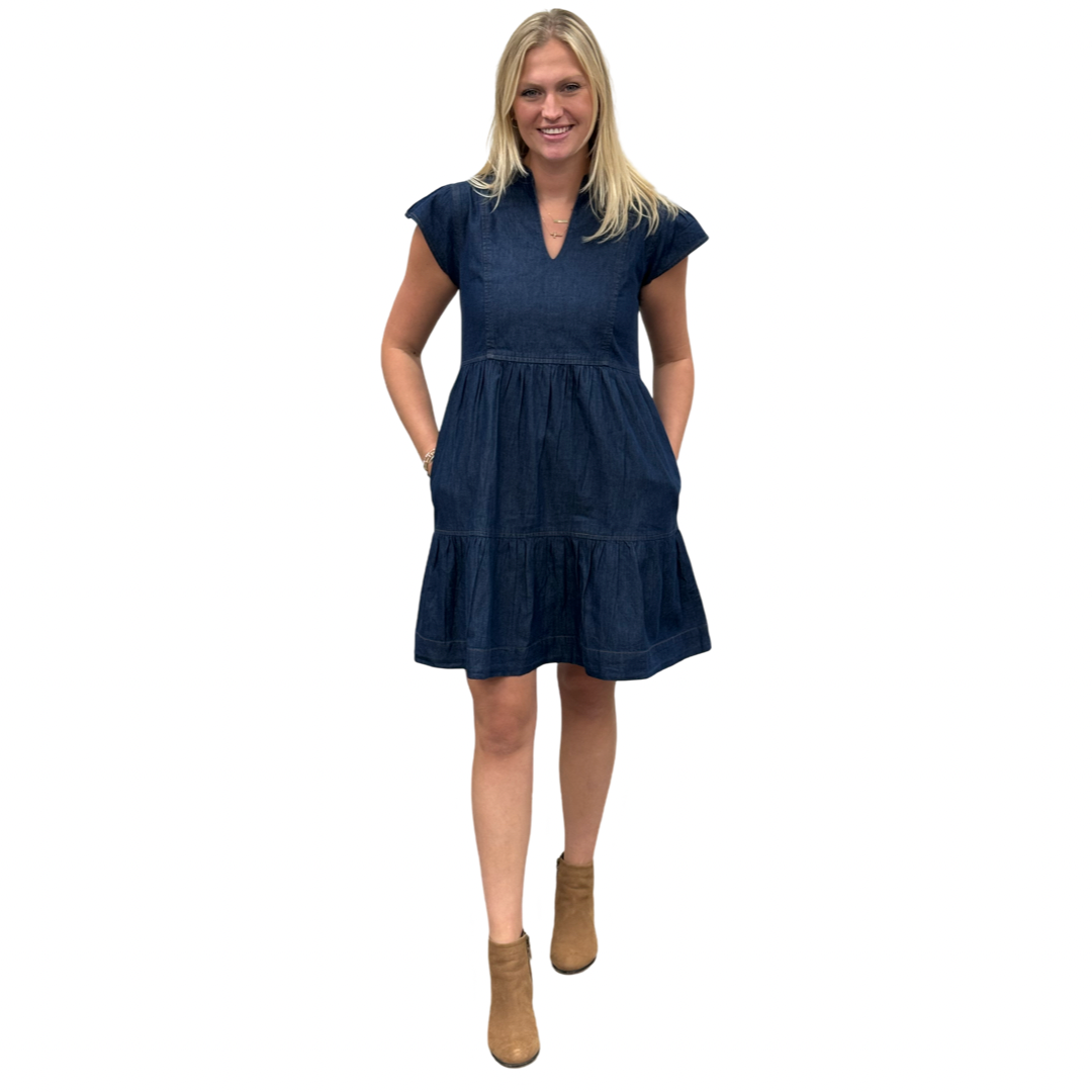 The Preston Short Sleeve Dress in Denim