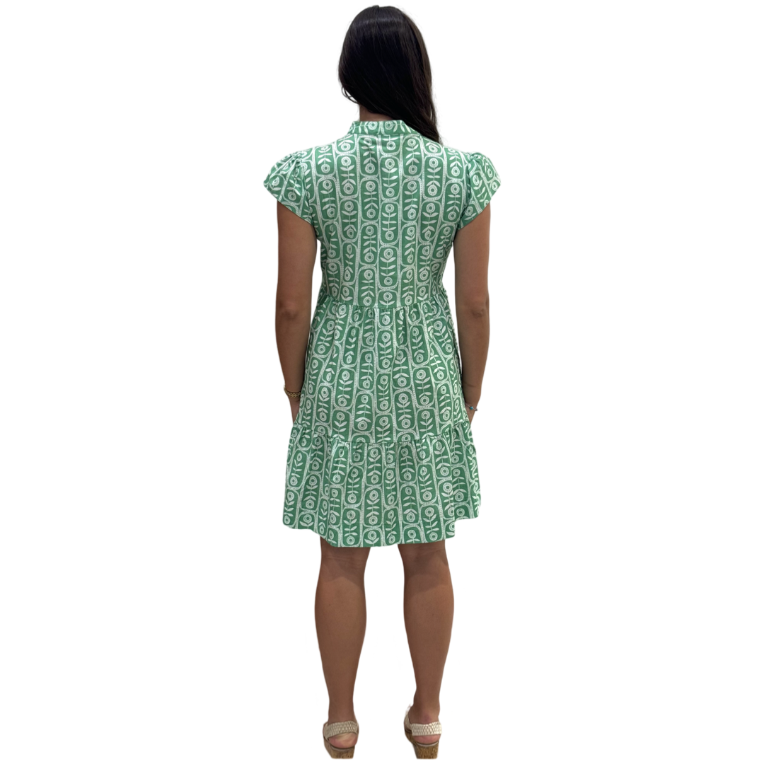 The Preston Short Sleeve Side Pocket Dress in Celery Floral — view 6
