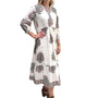 The Evie Long Length Hand Block Printed Dress in Aqua Pink and White