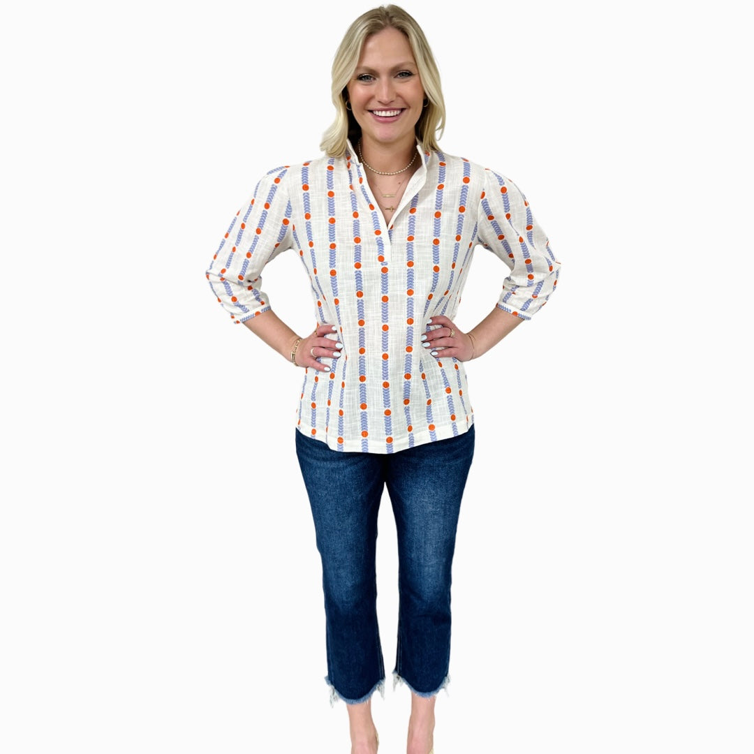 The Shipley White Cotton Jacquard Top
