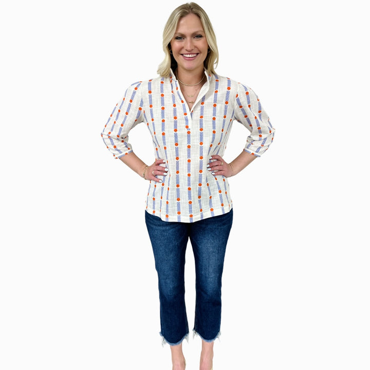 The Shipley White Cotton Jacquard Top