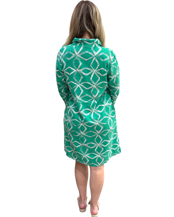 The Lisette Cotton Dress in Parakeet Green and White — view 5