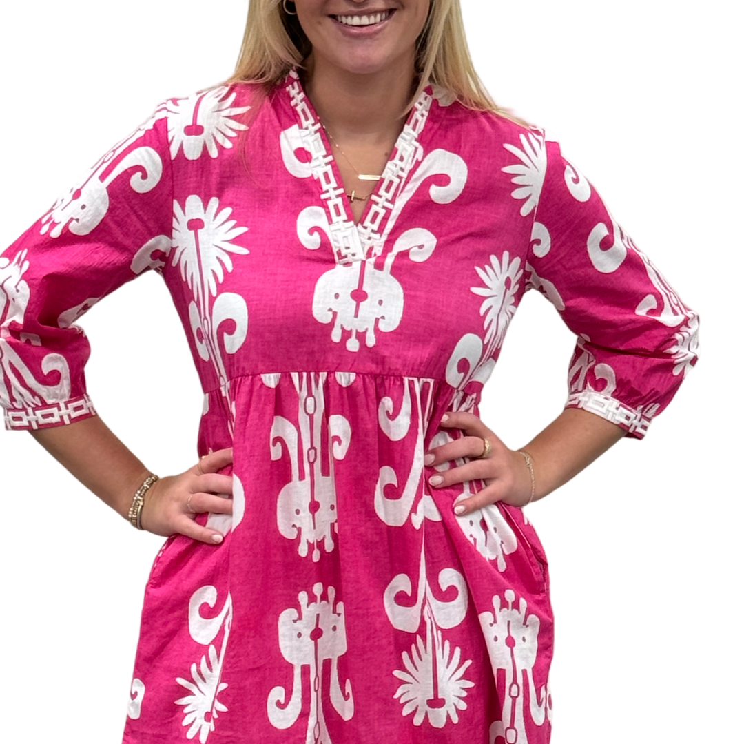 The Morley Embroidered Trim Dress in Tulip Pink — view 4