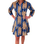 The Kalie Cotton Tiger Print Dress in Blue Stripe