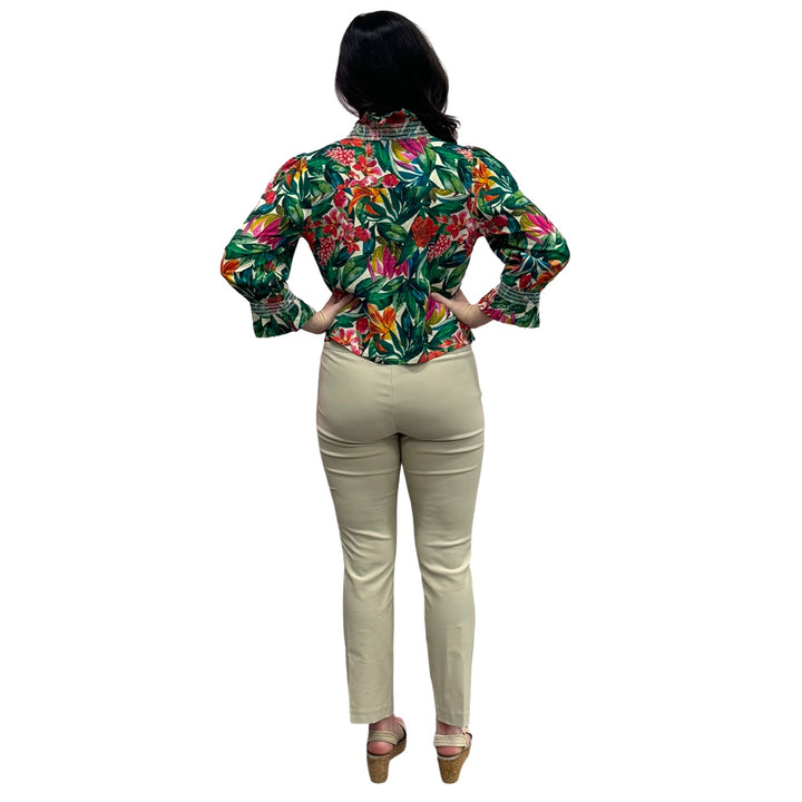 The Amelia Ruffle Front Top in Tropical Floral — view 6