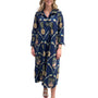 The Holland Long Shirt Dress in Navy Pineapple Bird Print