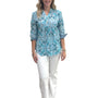 The Elliott Cotton Top in Aqua Tile Print