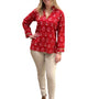 The Winslow Gold Bead Trim Tunic in Red