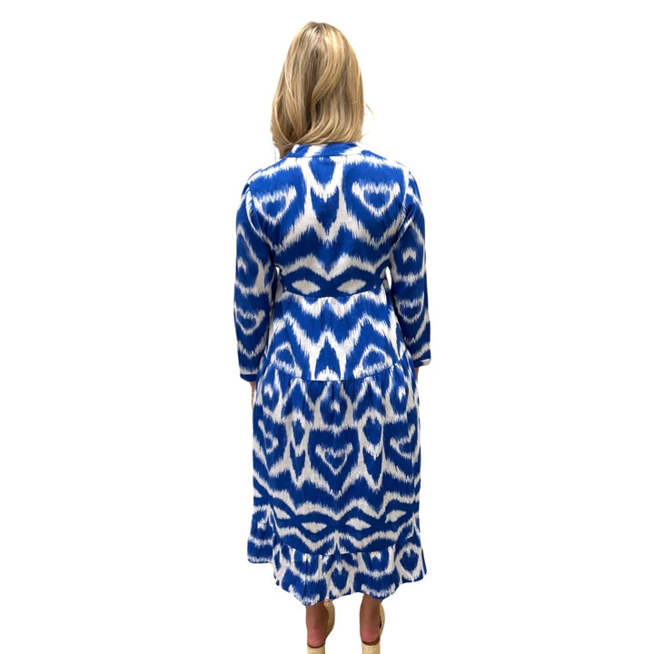 The Southport Long Length Dress in Royal Blue Ikat — view 5