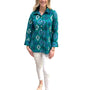 The Mason Button Front Tunic in Green Blue Floral Print