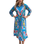 The Lisette Cotton Dress in Turquoise Red Ikat