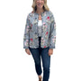 The Madeline Reversible Hand Block Printed Jacket in Blue Striped Floral