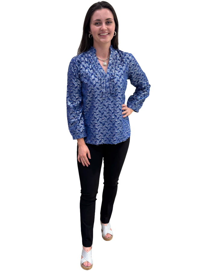 The Emerson Top in Royal Blue and Silver — view 3