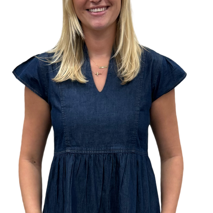 The Preston Short Sleeve Dress in Denim — view 5